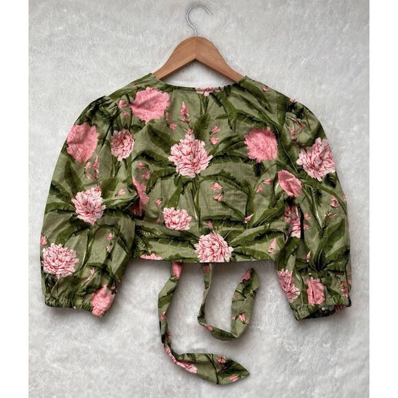 Agua Bendita x Target Peony Print Tie Wrap Top, Size XS - Picture 10 of 11